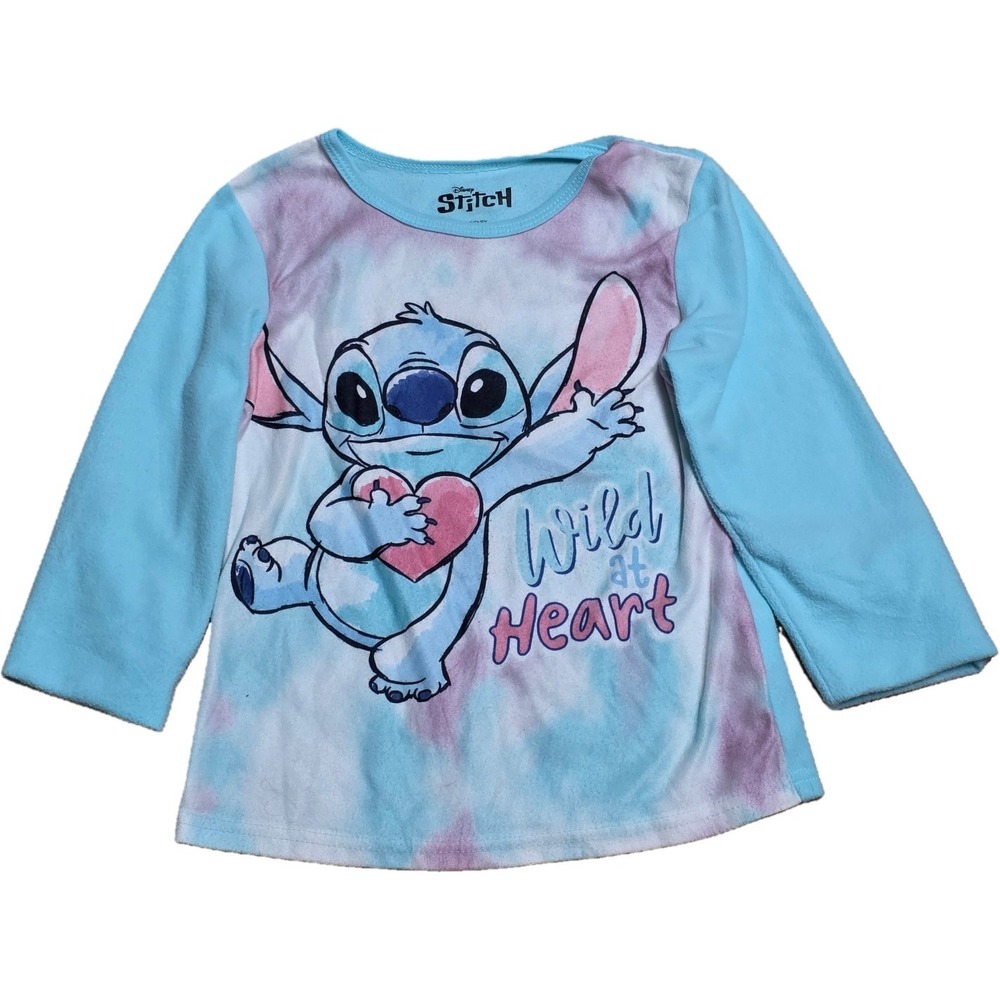 Disney Stitch Long Sleeve Fleece‎ Pajama Girls size 6/6X Flame Resistant Tie Dye